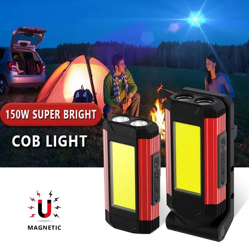 USB Rechargeable COB Work Light Super Bright LED Flashlight Portable Camping Lamp with Tail Magnet Waterproof Adjustable Lantern
USB Rechargeable COB Work Light Super Bright LED Flashlight Portable Camping Lamp with Tail Magnet Waterproof Adjustable Lantern