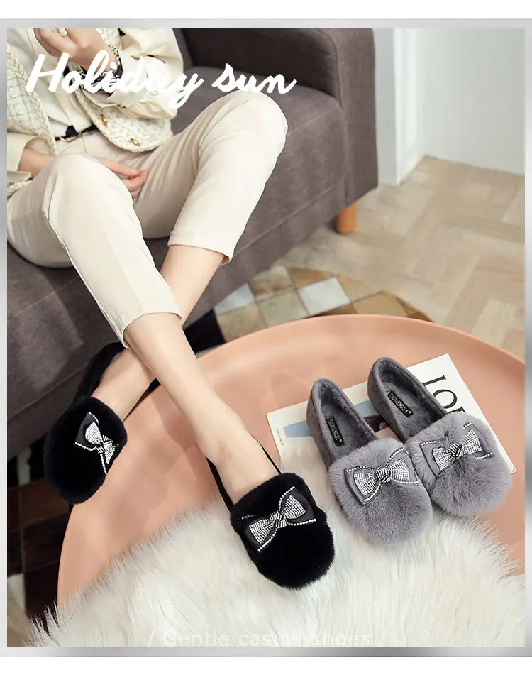 Bow Round Head Shoes 2021 New Flat-bottom Wool Warm Casual Cotton Shoes Rabbit Fur Mao Mao Shoes Women
Bow Round Head Shoes 2021 New Flat-bottom Wool Warm Casual Cotton Shoes Rabbit Fur Mao Mao Shoes Women