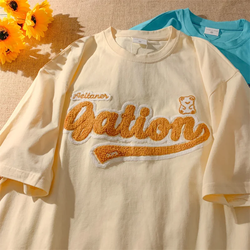 Bear Letter Embroidery Short-Sleeved Female Summer New Harajuku Retro Casual O-Neck Loose Oversized Half-Sleeved T-Shirt Top Ins
Bear Letter Embroidery Short-Sleeved Female Summer New Harajuku Retro Casual O-Neck Loose Oversized Half-Sleeved T-Shirt Top Ins