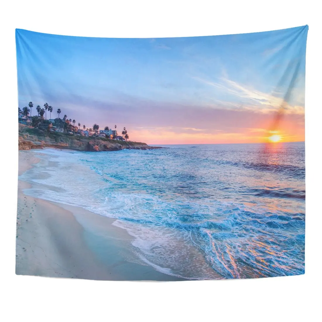 

Blue Magnificent Sunset Beach in La Jolla California Colorful Home Decor Wall Hanging
