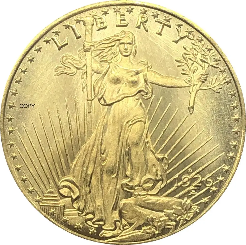 

Соединенные штаты америки 20 долларов сен-гоуэльский двойной орел с девизом 1926 S 1926 D латунная металлическая копировальная монета
