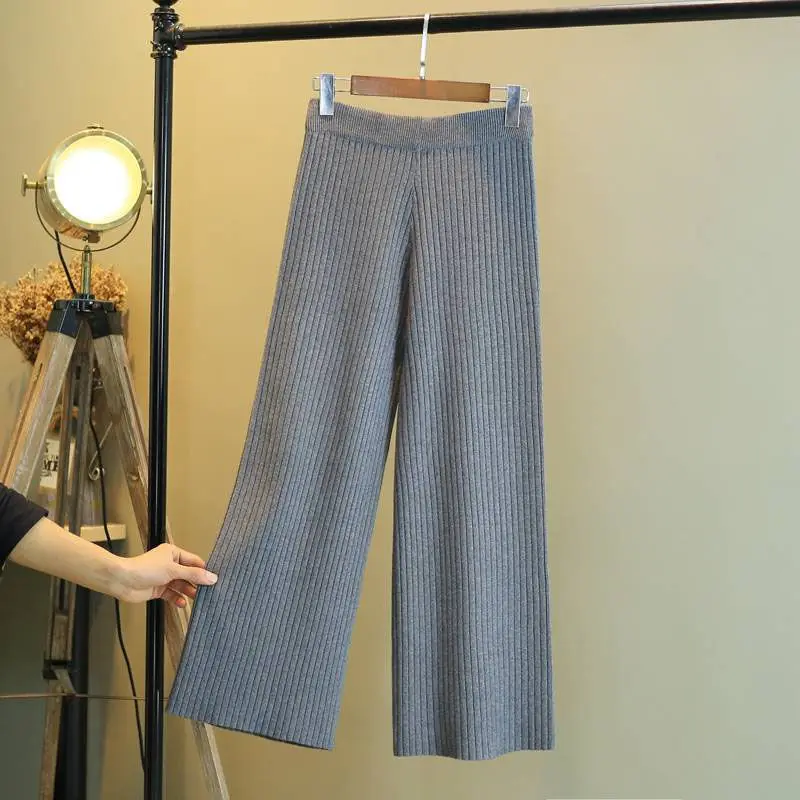 High Waist Trousers 2020 Women Knitted Wide-legged Pants Simple Loose Lace-up Long Sweater Pants Female Warm Elastic
High Waist Trousers 2020 Women Knitted Wide-legged Pants Simple Loose Lace-up Long Sweater Pants Female Warm Elastic