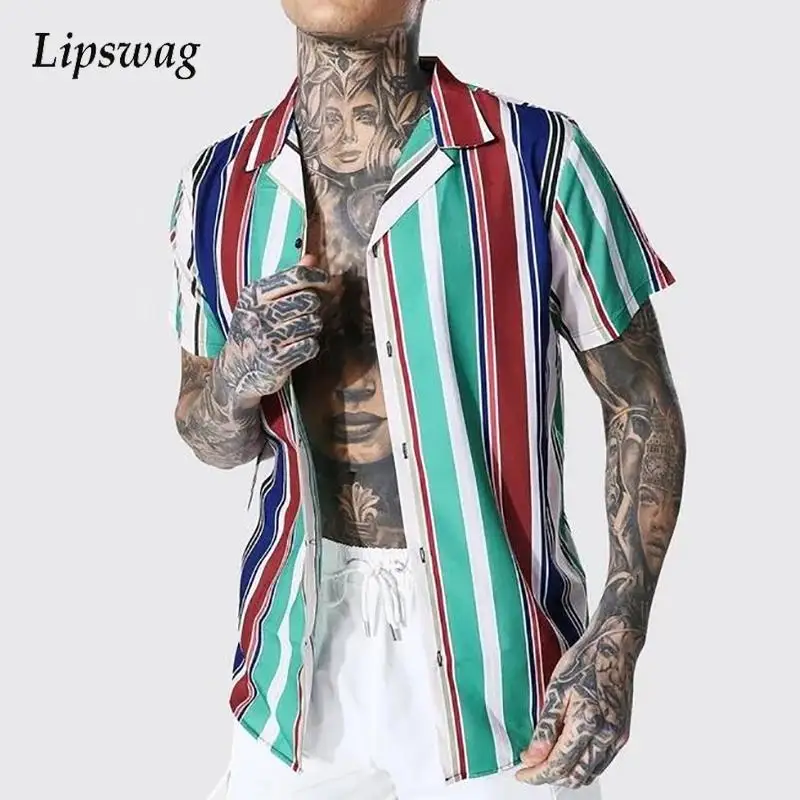 Vintage Striped Printed Patchwork Mens Shirt Spring Summer Casual Short Sleeve Shirts Fashion Turndown Collar Button Up Shirts
Vintage Striped Printed Patchwork Mens Shirt Spring Summer Casual Short Sleeve Shirts Fashion Turndown Collar Button Up Shirts