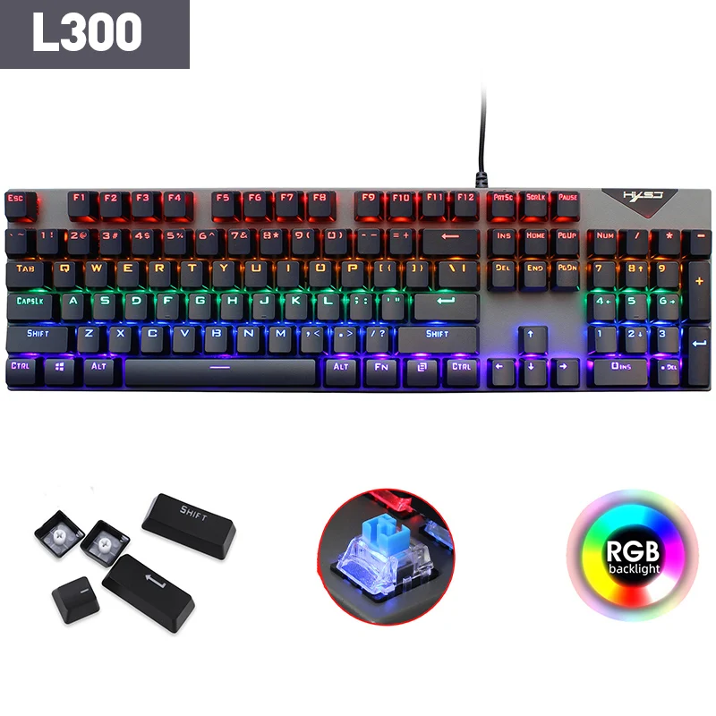 Игровая механическая клавиатура L300, 104 клавиши, RGB подсветка, 20 видов, цветная подсветка светодиодный светодиодные огни, синий переключатель...
Игровая механическая клавиатура L300, 104 клавиши, RGB подсветка, 20 видов, цветная подсветка светодиодный светодиодные огни, синий переключатель...