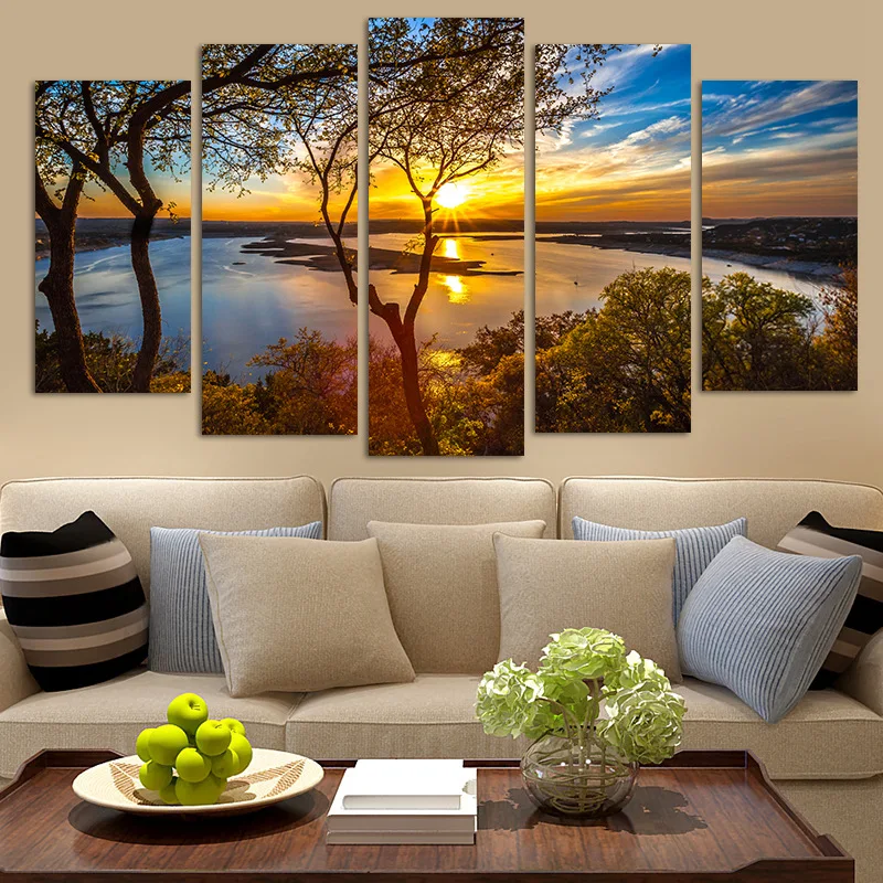 Sunset Landscape Wall Art Print Painting Modular Posters Pictures 5 Panel Plants Canvas Paintings For Living Room Home Decor
Sunset Landscape Wall Art Print Painting Modular Posters Pictures 5 Panel Plants Canvas Paintings For Living Room Home Decor