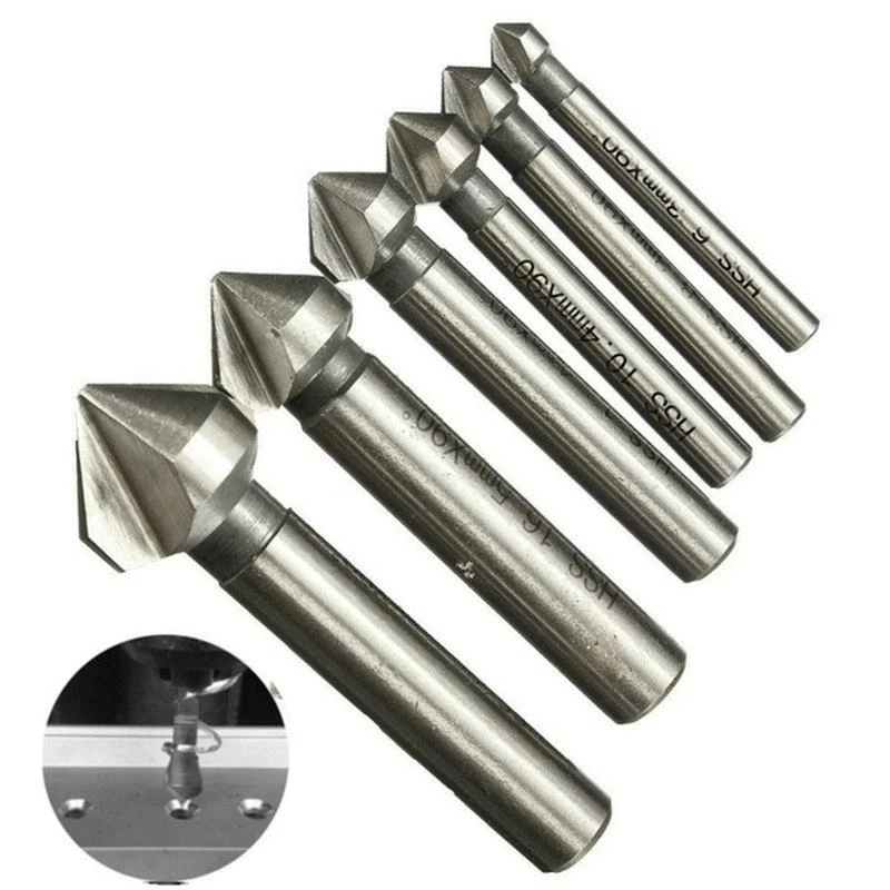 New 6pcs 90 Degree 3 Flute HSS 4241 Chamfer Chamfering End Mill Cutter Bit For Carbon Steel Sheet Iron Insulation Board PVC Wood 
New 6pcs 90 Degree 3 Flute HSS 4241 Chamfer Chamfering End Mill Cutter Bit For Carbon Steel Sheet Iron Insulation Board PVC Wood