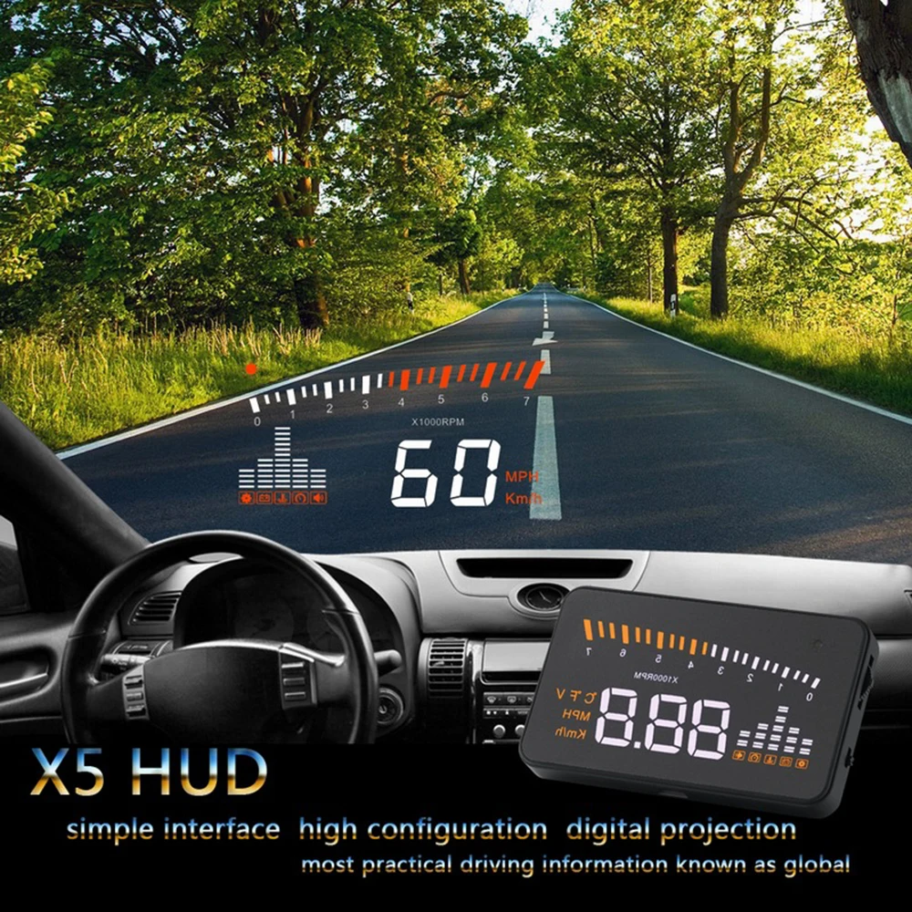 X5 Car HUD Head Up Display OBD II EOBD Automatic Matching Overspeed Warning System Projector Windshield Car Voltage Speed Alarm
X5 Car HUD Head Up Display OBD II EOBD Automatic Matching Overspeed Warning System Projector Windshield Car Voltage Speed Alarm