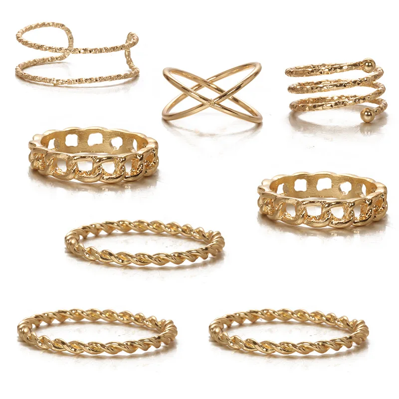 8Pcs/Vintage Creative Women Ring Gold Stainless Steel Opening Adjustable Punk Ladies Ring Fashion Gift Jewelry
8Pcs/Vintage Creative Women Ring Gold Stainless Steel Opening Adjustable Punk Ladies Ring Fashion Gift Jewelry