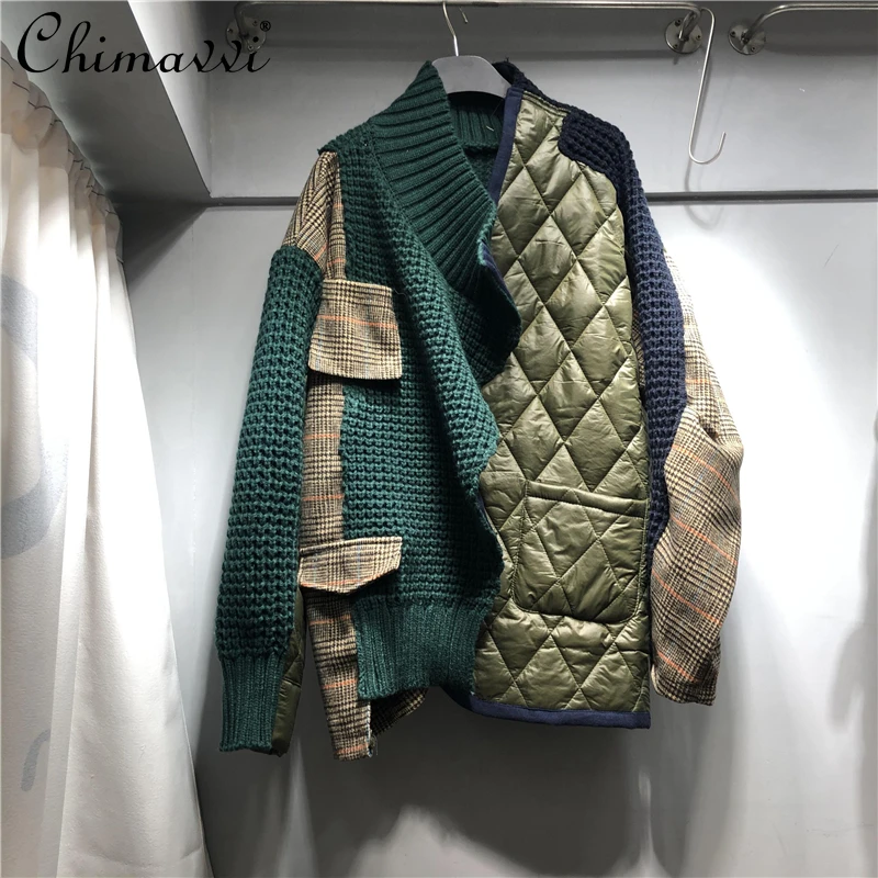 European Women's Clothing 2021 Autumn and Winter Korean Fashion Knitted Stitching Cotton Padded Coat Long Sleeve Loose Tops
European Women's Clothing 2021 Autumn and Winter Korean Fashion Knitted Stitching Cotton Padded Coat Long Sleeve Loose Tops