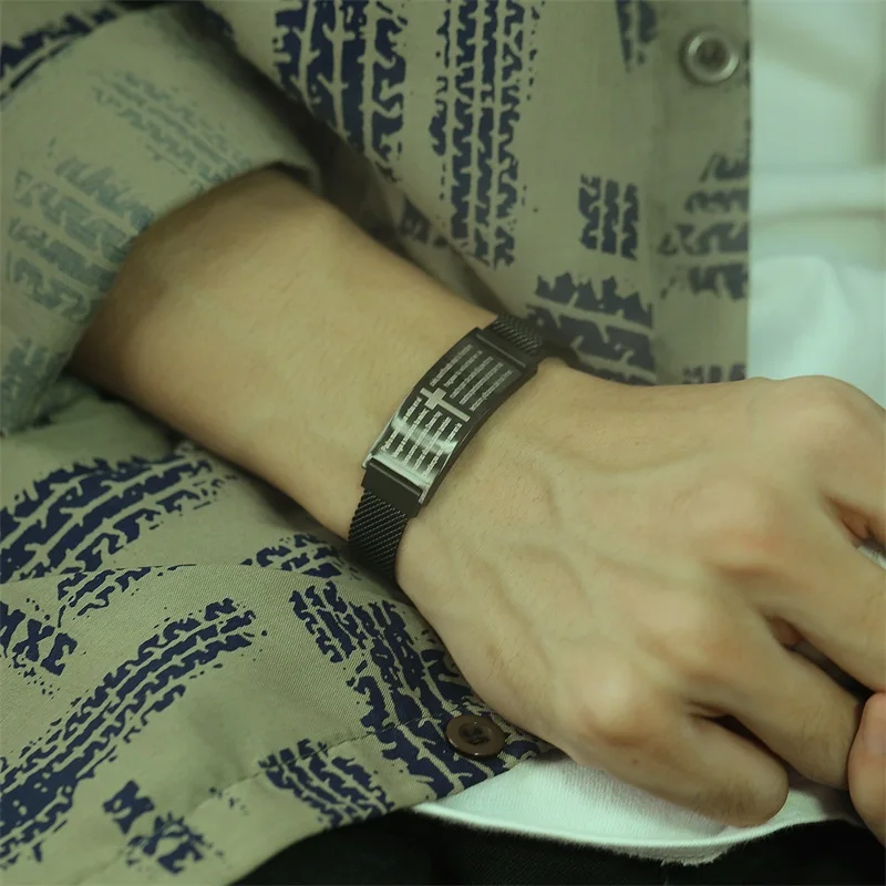 AZIZ BEKKAOUI Stainless Steel Cross Bracelet Engrave Scripture Bracelet Health Bracelet Men Magnetic Adjustable Size Bangle Male 
AZIZ BEKKAOUI Stainless Steel Cross Bracelet Engrave Scripture Bracelet Health Bracelet Men Magnetic Adjustable Size Bangle Male