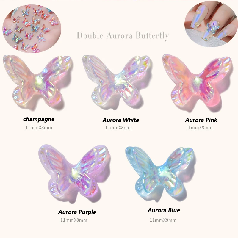 50Pcs Double Layer Butterfly Nail Art Rhinestones Resin Aurora Manicure Decoration Colourful 3D Stones Accessorie 11*8mm HFDE25
50Pcs Double Layer Butterfly Nail Art Rhinestones Resin Aurora Manicure Decoration Colourful 3D Stones Accessorie 11*8mm HFDE25