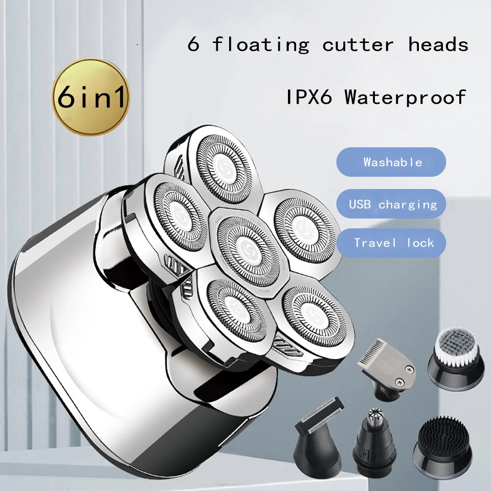 6-Blade Electric Shaver 6 In 1 Electric Razor For Men Facial Beard Machine Shaving USB Charging Men Bald Hair Clipper Trimmer
6-Blade Electric Shaver 6 In 1 Electric Razor For Men Facial Beard Machine Shaving USB Charging Men Bald Hair Clipper Trimmer