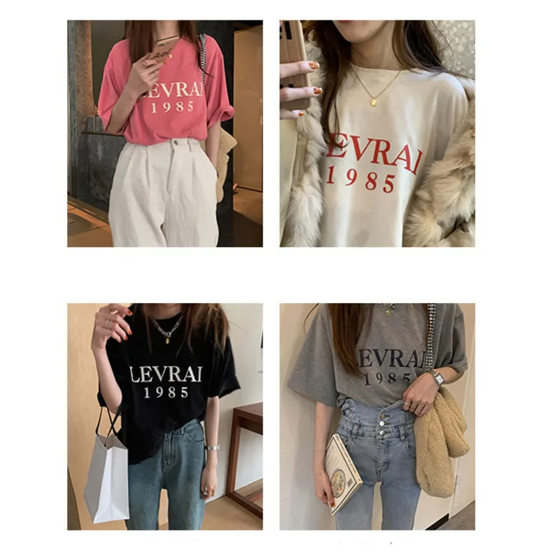 New Women O-neck T-shirt Summer Short Sleeve Loose Female Basic Letter Print Tops Shirt Ladies Tees 100% Cotton Casual Clothes
New Women O-neck T-shirt Summer Short Sleeve Loose Female Basic Letter Print Tops Shirt Ladies Tees 100% Cotton Casual Clothes
