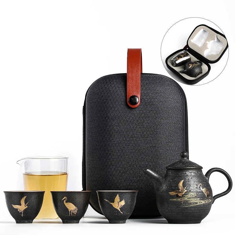 Black Crockery Ceramic Teapot With 3 Cups Flying Crane Portable Travel Tea Set Drinkware Chinese Retro Vintage Teaware Gift Good
Black Crockery Ceramic Teapot With 3 Cups Flying Crane Portable Travel Tea Set Drinkware Chinese Retro Vintage Teaware Gift Good