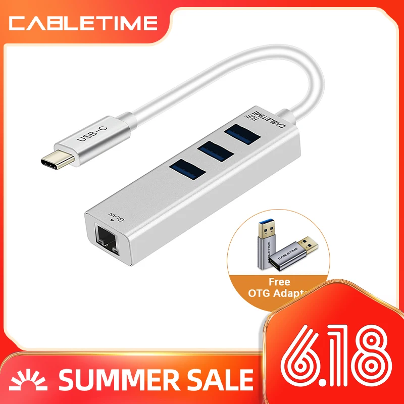 USB концентратор Ethernet Type C на 3 0 RJ45 сетевая карта для Windows 10 Xiaomi Mi Box Android TV Lan HUB
