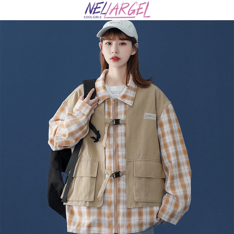 NELLARGEL Women Patchwork Designer Plaid Jackets Coats 2022 Female Vintage Windbreaker Harajuku Bomber Jackets Girl Kpop Jacket
NELLARGEL Women Patchwork Designer Plaid Jackets Coats 2022 Female Vintage Windbreaker Harajuku Bomber Jackets Girl Kpop Jacket