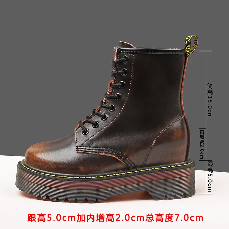 boots, women's lace up, comfortable, thick soled 2020 autumn new inside increase short boots, British style 
boots, women's lace up, comfortable, thick soled 2020 autumn new inside increase short boots, British style
