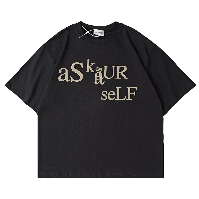 ASK Old LOGO Letter Foam Printing Short Sleeve High Street Round Neck Loose Casual Men T-Shirt
ASK Old LOGO Letter Foam Printing Short Sleeve High Street Round Neck Loose Casual Men T-Shirt