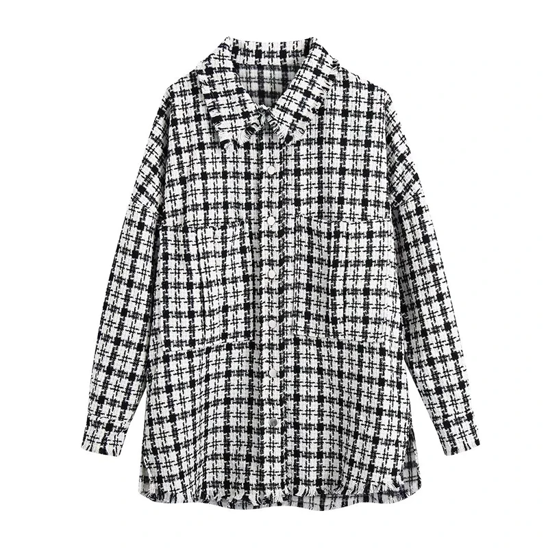 2021 Autumn Women Fashion Tweed Shirt Jacket Casual Long Sleeve Single-breasted Lapel Female Outerwear Chic Top BB4450
2021 Autumn Women Fashion Tweed Shirt Jacket Casual Long Sleeve Single-breasted Lapel Female Outerwear Chic Top BB4450