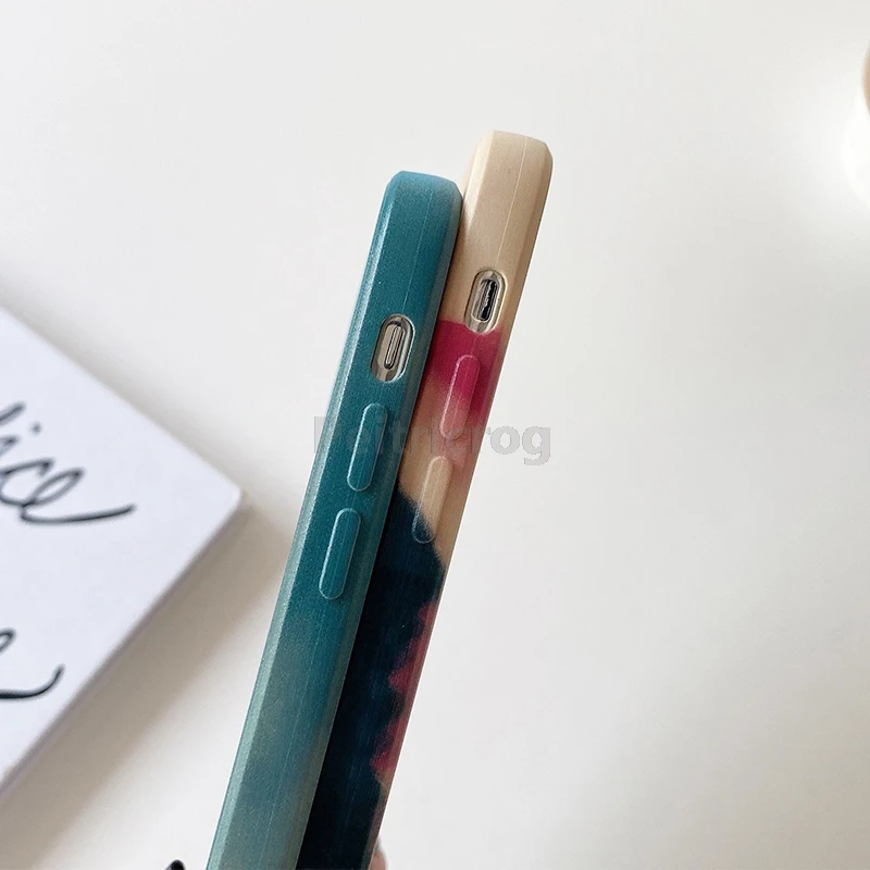 Роскошный жидкий силиконовый цветной акварельный Мягкий защитный чехол для iPhone