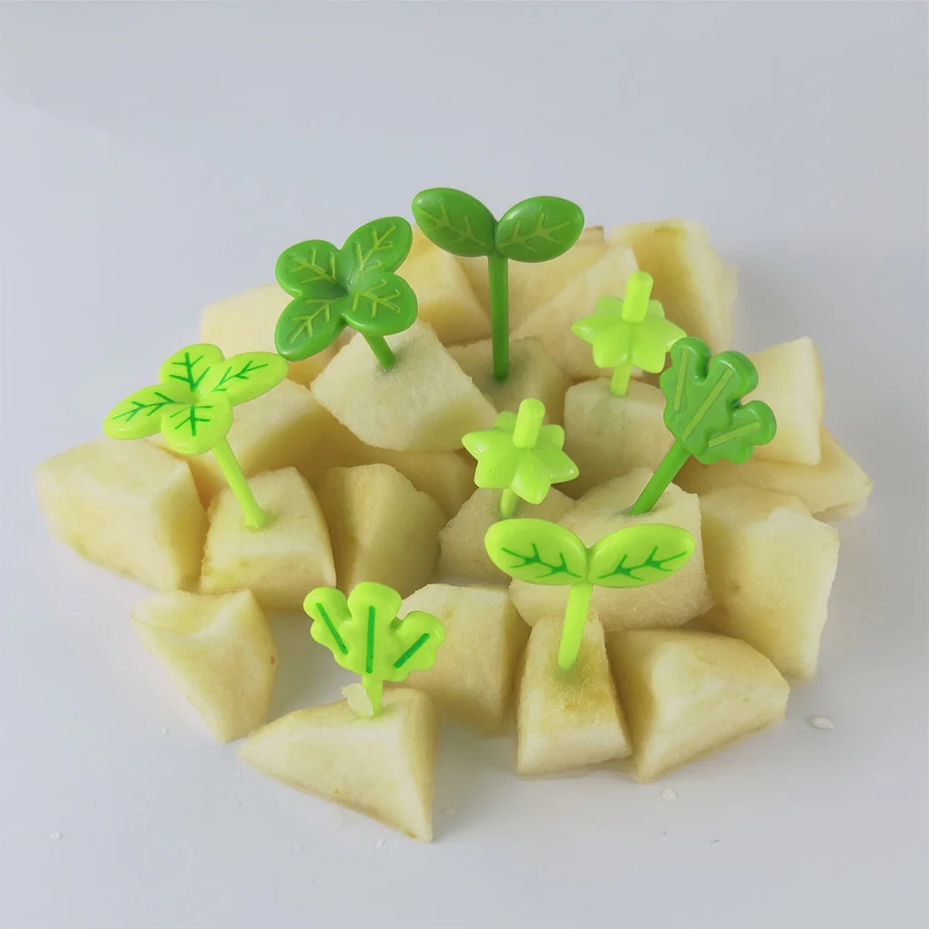 

8pcs Fruit Fork Children Toothpick Food Prod Leaves Plastic Decoration Lunch Box Accessory