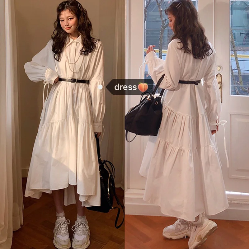 Long Sleeve Spring Autumn Women Elegant Dresses For Women Designer Collar Lapel Button Up Ruched Ruffles Cotton White Dresses
Long Sleeve Spring Autumn Women Elegant Dresses For Women Designer Collar Lapel Button Up Ruched Ruffles Cotton White Dresses