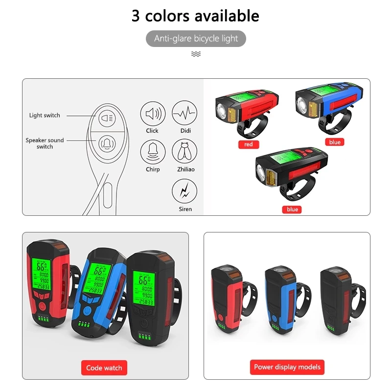 LCD Screen Bike Front Light Waterproof Bike Flashlight Bicycle Light Rechargeable Bicycle Computer/Horn
LCD Screen Bike Front Light Waterproof Bike Flashlight Bicycle Light Rechargeable Bicycle Computer/Horn