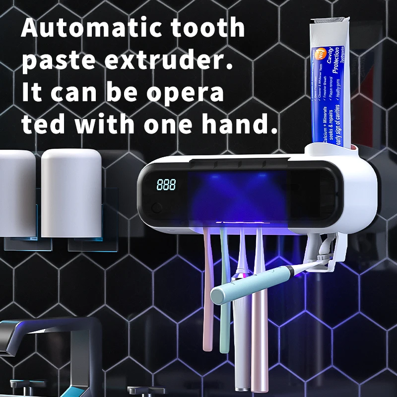 Intelligent UVC Light Toothbrush Sterilizer Holder Smart UV Lamp Tooth Brush Disinfection Bathroom Toothpaste Dispenser
Intelligent UVC Light Toothbrush Sterilizer Holder Smart UV Lamp Tooth Brush Disinfection Bathroom Toothpaste Dispenser
