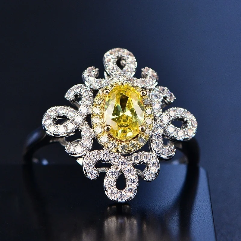 FDLK Fashion Unique Flower Ring Elegant Yellow Rhinestones Zircon Rings For Women Accessories Wedding Party Girl Gift
FDLK Fashion Unique Flower Ring Elegant Yellow Rhinestones Zircon Rings For Women Accessories Wedding Party Girl Gift