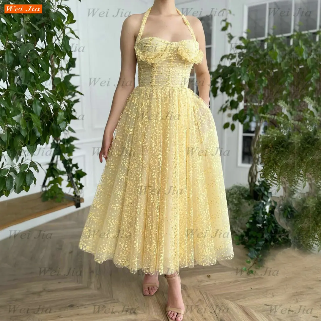 Sexy Boho Yellow Prom Dress 2021 Lace Women Party Gown A Line robe de bal femme longue Custom Made vestidos elegantes para mujer
Sexy Boho Yellow Prom Dress 2021 Lace Women Party Gown A Line robe de bal femme longue Custom Made vestidos elegantes para mujer