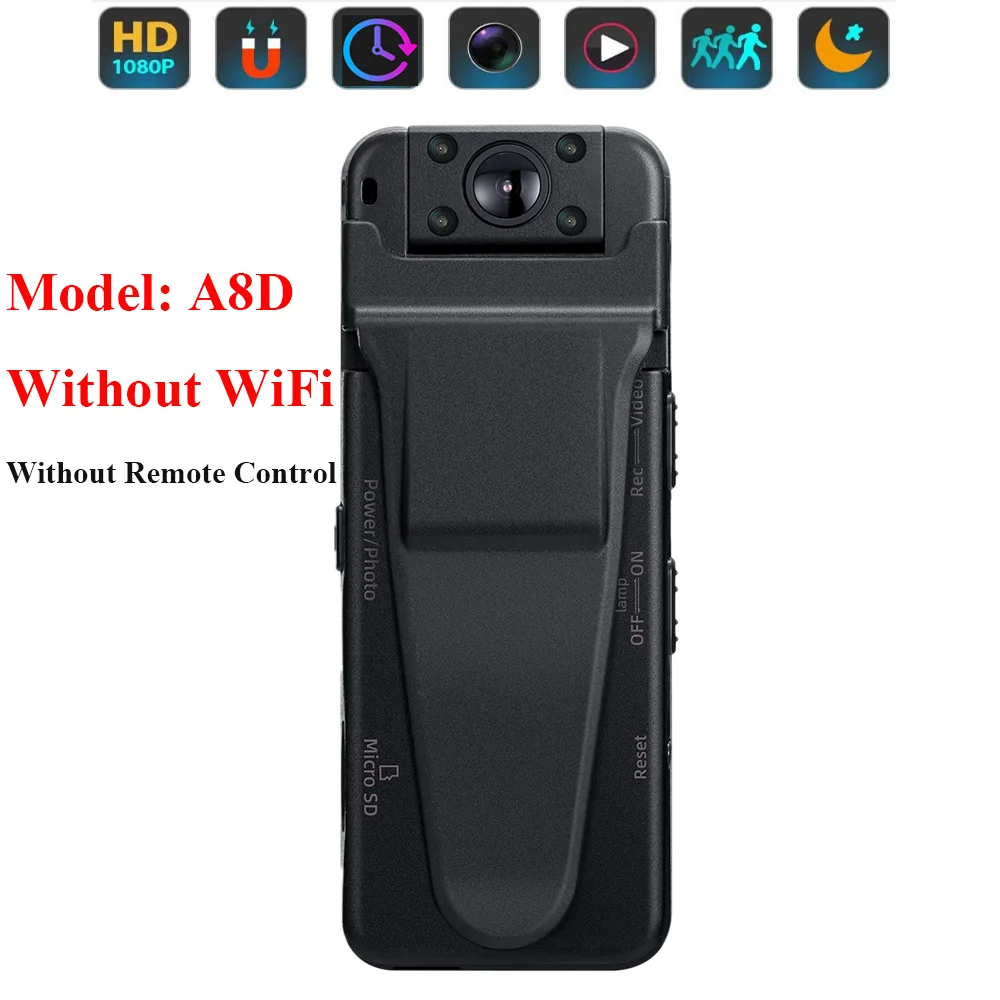 

A8D Small Body Worn Camera Without Remote HD 1080P Infrared Light Night Vision Camcorder Recording DVR DV Audio Video Record