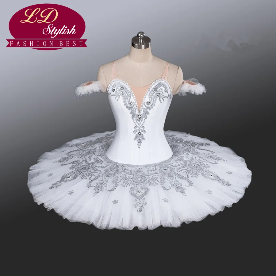 

Swan Lake Professional Ballet Tutu Dance Costumes White Classical Stage Performance Dancing Skirt Pancake Ballet Dress