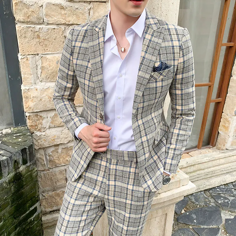 Spring Plaid stripes mens suits 2020 new slim fit male business casual suit Asian high quality wedding suit men jackets + pant
Spring Plaid stripes mens suits 2020 new slim fit male business casual suit Asian high quality wedding suit men jackets + pant