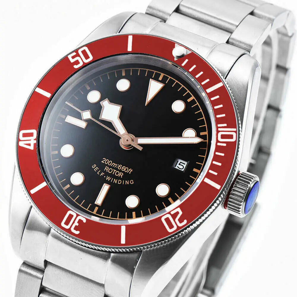 Mens Watch Sterile Dial 41MM NH35 SS Steel Bands Movement Sapphire Glass Luminou Waterproof Swim Automatic Mechanical Watch Red 
Mens Watch Sterile Dial 41MM NH35 SS Steel Bands Movement Sapphire Glass Luminou Waterproof Swim Automatic Mechanical Watch Red