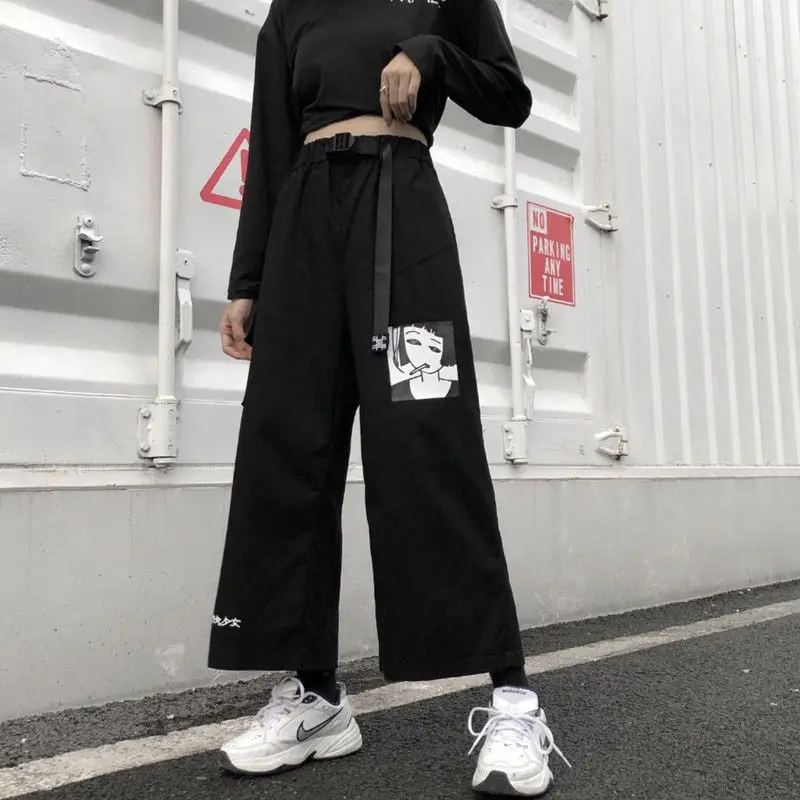 QWEEK Harajuku Anime Print Cargo Wide Leg Pants Women Gothic Oversized Baggy Belt Trousers For Female Korean Fashion Joggers
QWEEK Harajuku Anime Print Cargo Wide Leg Pants Women Gothic Oversized Baggy Belt Trousers For Female Korean Fashion Joggers