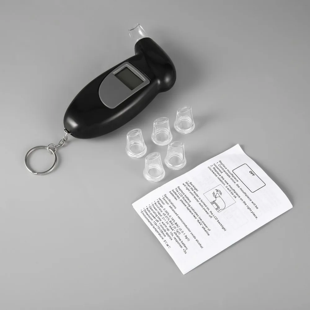 Цифровой алкотестер ручной анализатор дыхания с ЖК-дисплеем и подсветильник кой