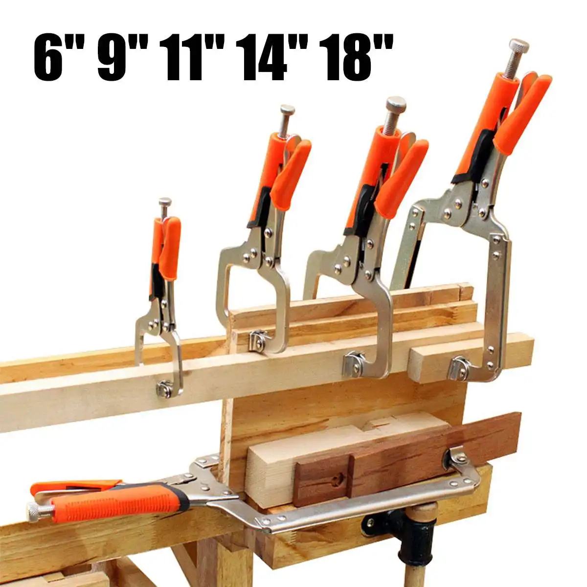 6/9/11/14/18inch C Bracket Vise-Grip Welding Quick Pliers Hand Woodworking Tool Multi-function Wood Fixed Clamp Locator | Обустройство