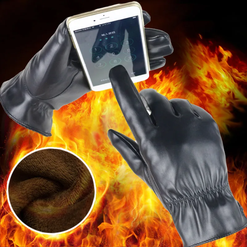 Winter Men PU Leather Plus Plush Thick Touch Screen Warm Mittens Full Fingers Windproof Waterproof Sports Cycling Gloves B55
Winter Men PU Leather Plus Plush Thick Touch Screen Warm Mittens Full Fingers Windproof Waterproof Sports Cycling Gloves B55