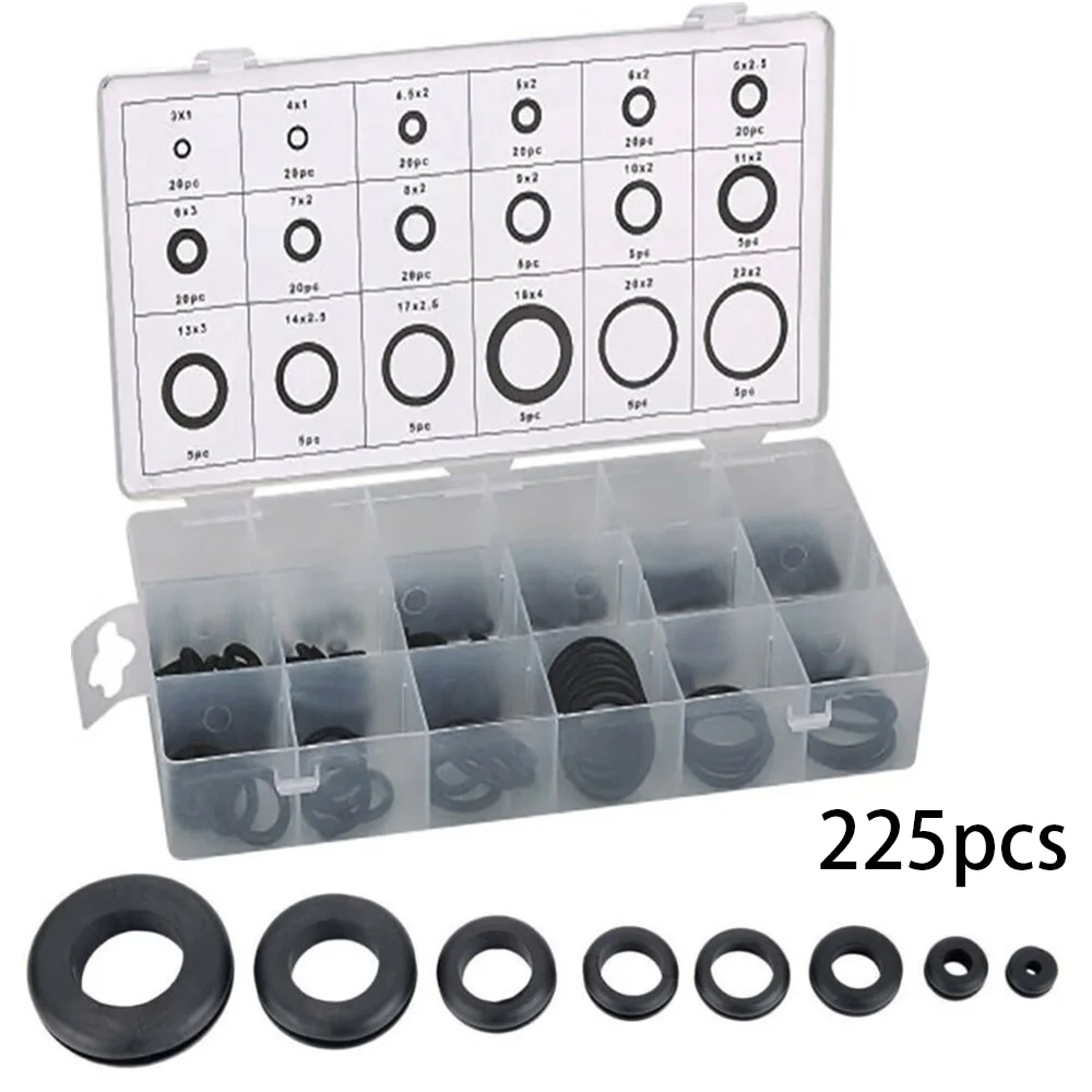 225Pcs Rubber O-Ring Oring Assortment Kit Acid Gasoline Oil Resistant Seal Plumbing Garage Sealing Assort Set Kit
225Pcs Rubber O-Ring Oring Assortment Kit Acid Gasoline Oil Resistant Seal Plumbing Garage Sealing Assort Set Kit