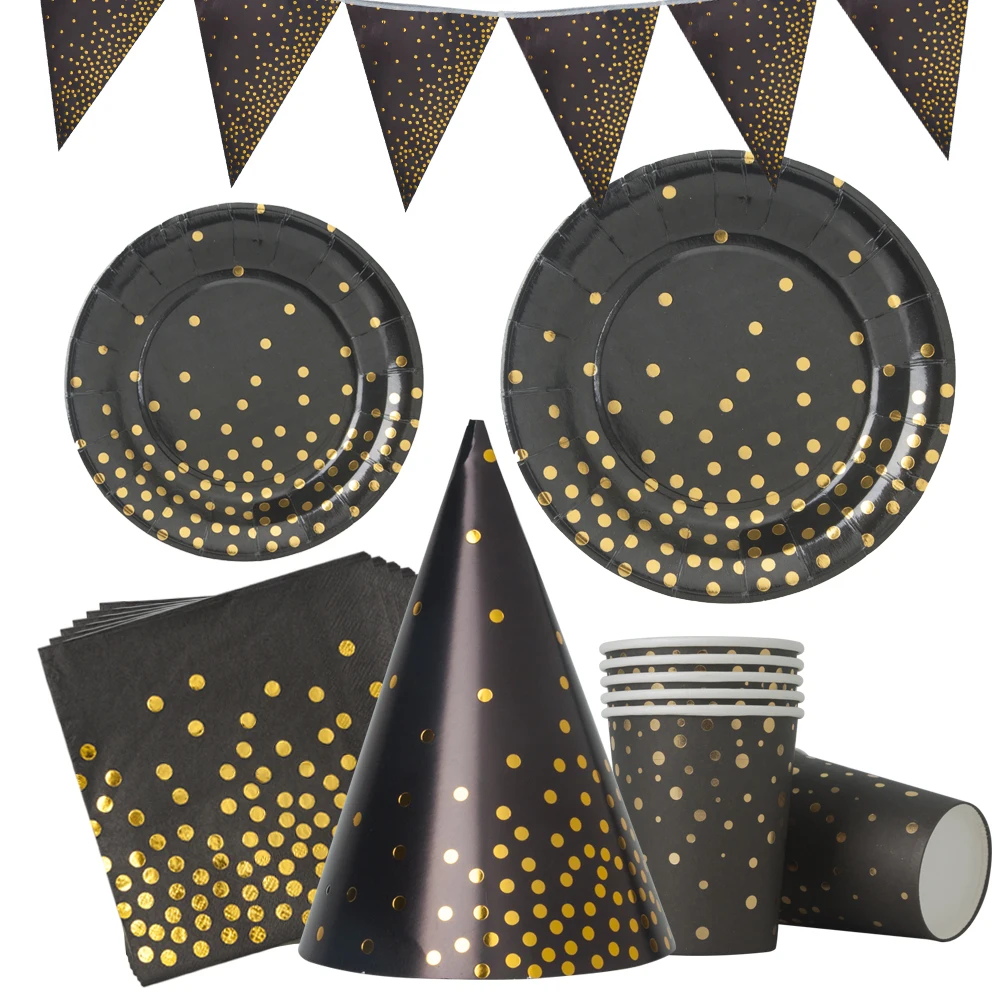 Black polka dot party disposable tableware cup and saucer napkin hat birthday party decoration kids baby shower party supplies 
Black polka dot party disposable tableware cup and saucer napkin hat birthday party decoration kids baby shower party supplies