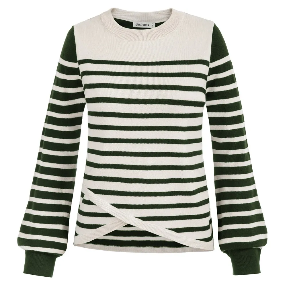 GK Women Reversible Sweater Long Sleeve Crew Neck Irregular Hem Striped Knitwear Comfortable Knitted Fabric
GK Women Reversible Sweater Long Sleeve Crew Neck Irregular Hem Striped Knitwear Comfortable Knitted Fabric