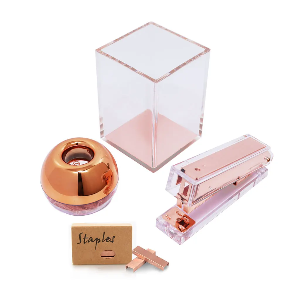 Rose Gold Acrylic Desk Set Assortment Stapler Paper Clips Holder Dispenser Pen Holder Clear Acrylic Office Accessories
Rose Gold Acrylic Desk Set Assortment Stapler Paper Clips Holder Dispenser Pen Holder Clear Acrylic Office Accessories