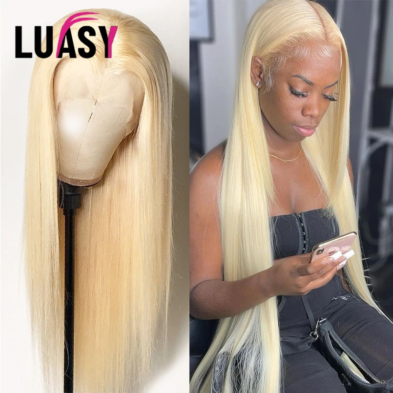 LUASY 613 медовая блондинка Remy 30 дюймов бразильские Прямые 13x4 передние человеческие