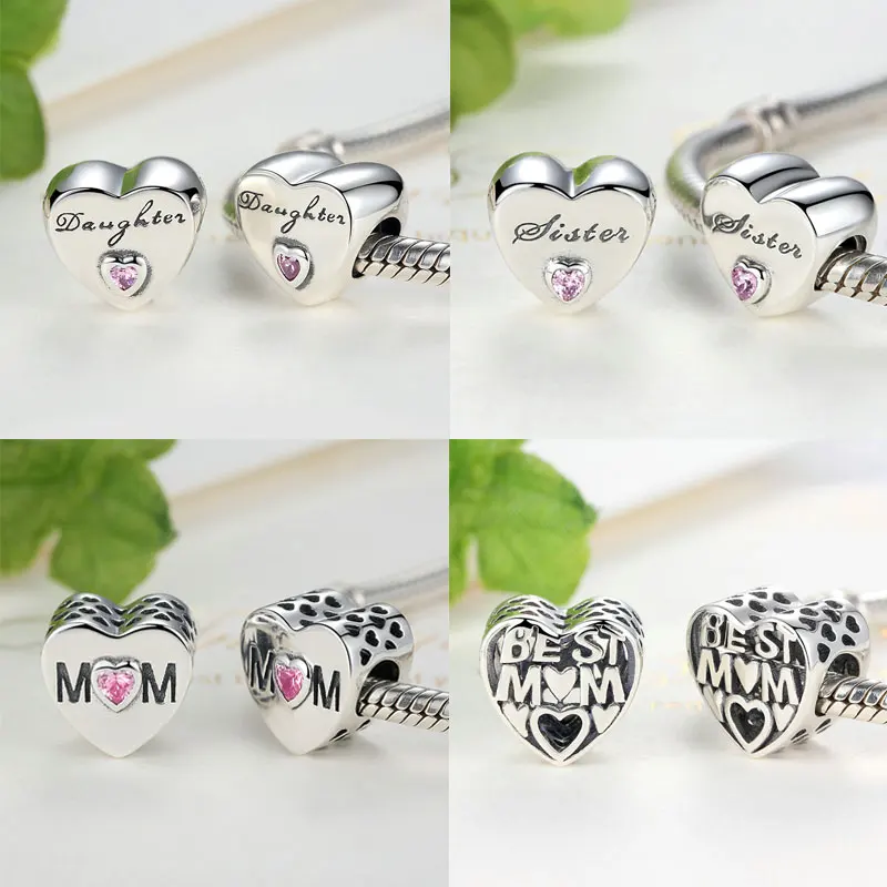 BISAER 925 Sterling Silver Mother Mom Dad Sister Heart Bead Fit Charms Silver 925 Original Bracelet Family Beads Jewelry Making
BISAER 925 Sterling Silver Mother Mom Dad Sister Heart Bead Fit Charms Silver 925 Original Bracelet Family Beads Jewelry Making
