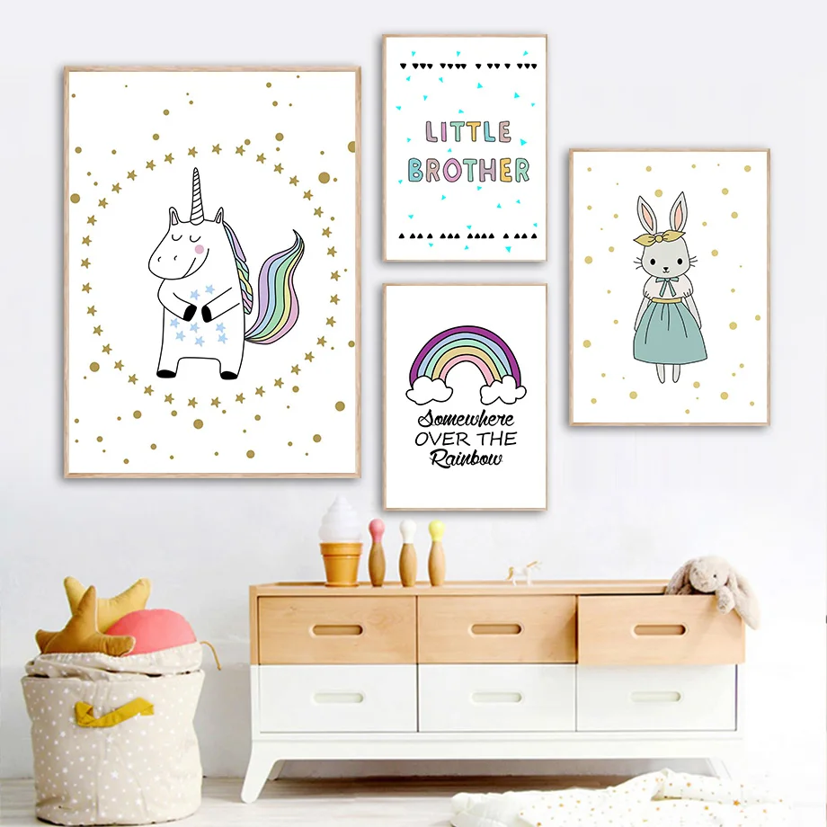 Cartoon Unicorn Rainbow Rabbits Nursery Baby Wall Art Canvas Painting Nordic Posters And Prints Wall Pictures Kids Room Decor
Cartoon Unicorn Rainbow Rabbits Nursery Baby Wall Art Canvas Painting Nordic Posters And Prints Wall Pictures Kids Room Decor