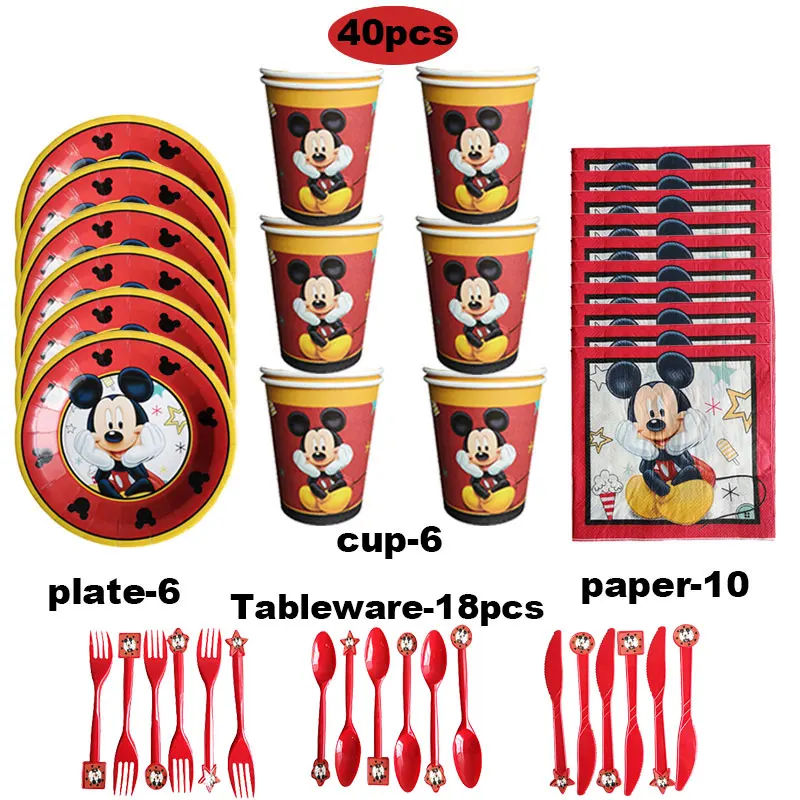 40pcs Disney Mickey Mouse Party Disposable Tableware Plate+Cup+Napkin+Knife Fork Spoon for Kids Birthday Party Decor Supplies
40pcs Disney Mickey Mouse Party Disposable Tableware Plate+Cup+Napkin+Knife Fork Spoon for Kids Birthday Party Decor Supplies