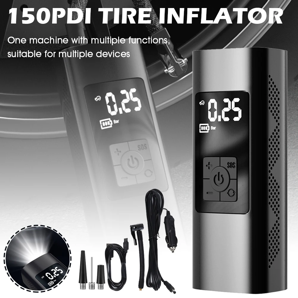 150PSI Rechargeable Air pump Portable Car automatic compressor tire inflator for Motorcycle Bicycle basketball Inflatable New
150PSI Rechargeable Air pump Portable Car automatic compressor tire inflator for Motorcycle Bicycle basketball Inflatable New