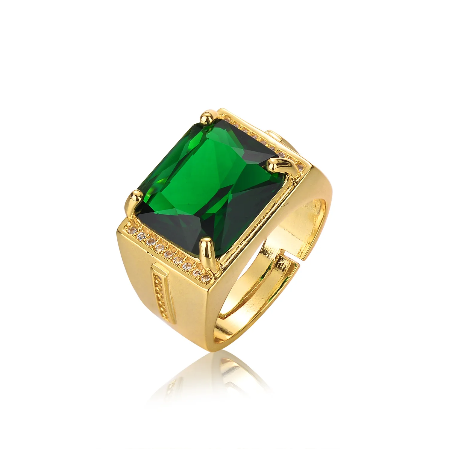 New Shining Emerald Men Ring Gold Plated Open Rings Male Dominance Fine Jewelry Man Fashion Accessories Ornament Realizable
New Shining Emerald Men Ring Gold Plated Open Rings Male Dominance Fine Jewelry Man Fashion Accessories Ornament Realizable