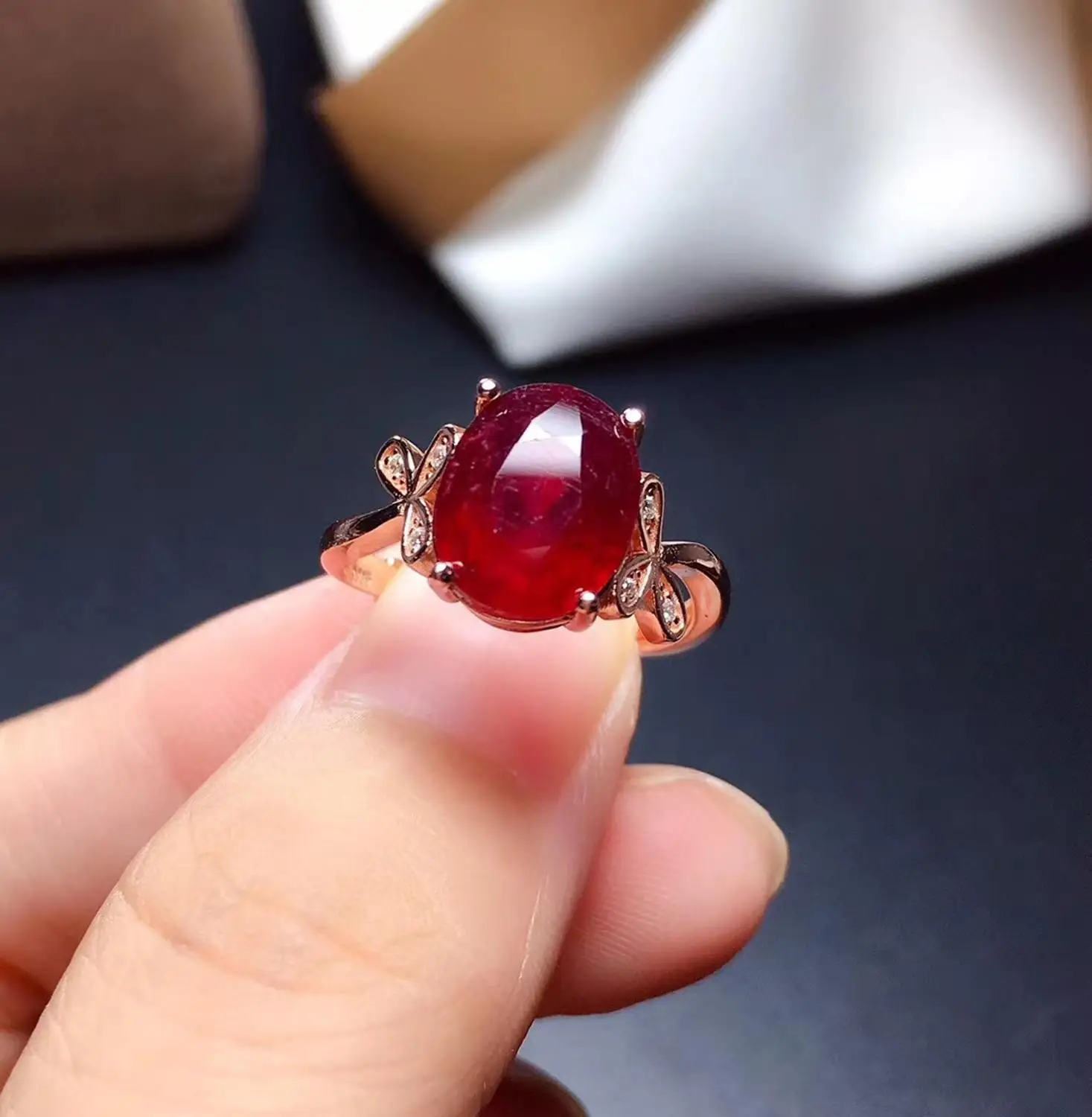 

MDINA fashion Ruby gemstone ring for women silver fine jewelry certified natural gem good color party birthstone good luck gift