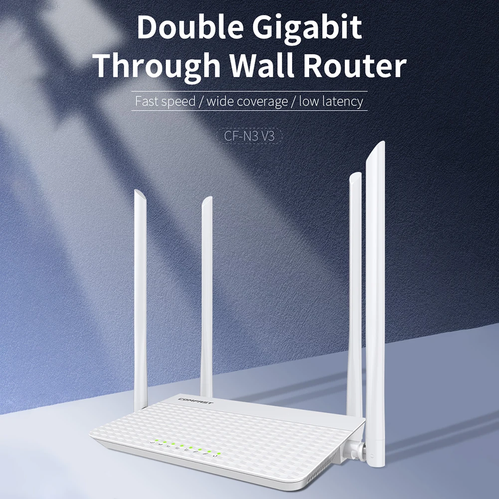 Двухдиапазонный Wi-Fi роутер COMFAST N3 V3, 2,4 ГГц, 5 ГГц, 1200 Мбит/с, WAN LAN, ретранслятор беспроводного маршрутизатора с 4 антеннами с высоким коэффициен...
Двухдиапазонный Wi-Fi роутер COMFAST N3 V3, 2,4 ГГц, 5 ГГц, 1200 Мбит/с, WAN LAN, ретранслятор беспроводного маршрутизатора с 4 антеннами с высоким коэффициен...